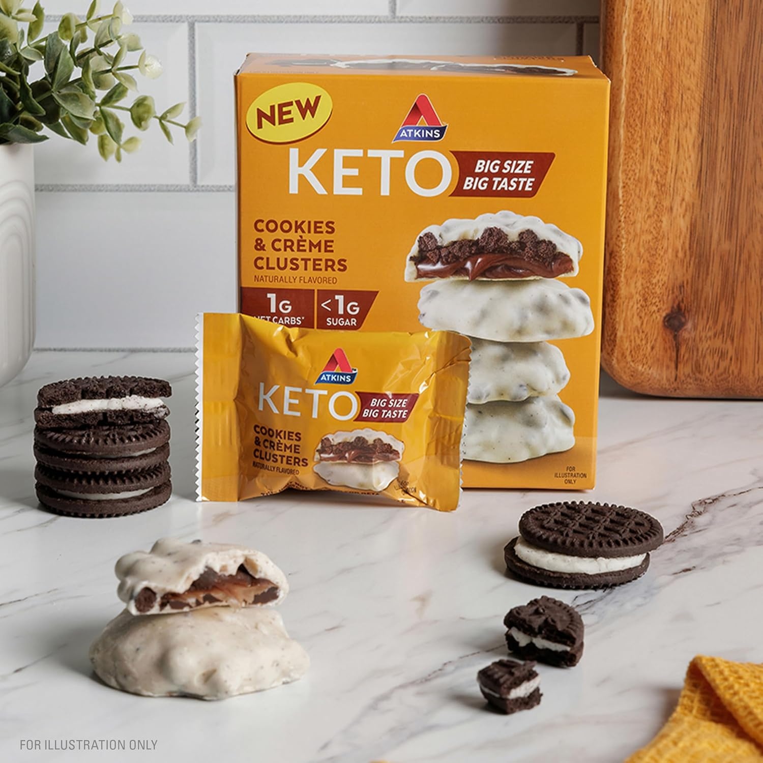 image:imageAtkins Keto Cookies amp Crme Clusters Gluten Free High Fiber Low Carb Keto Friendly 8 CountCookies Crme Clusters