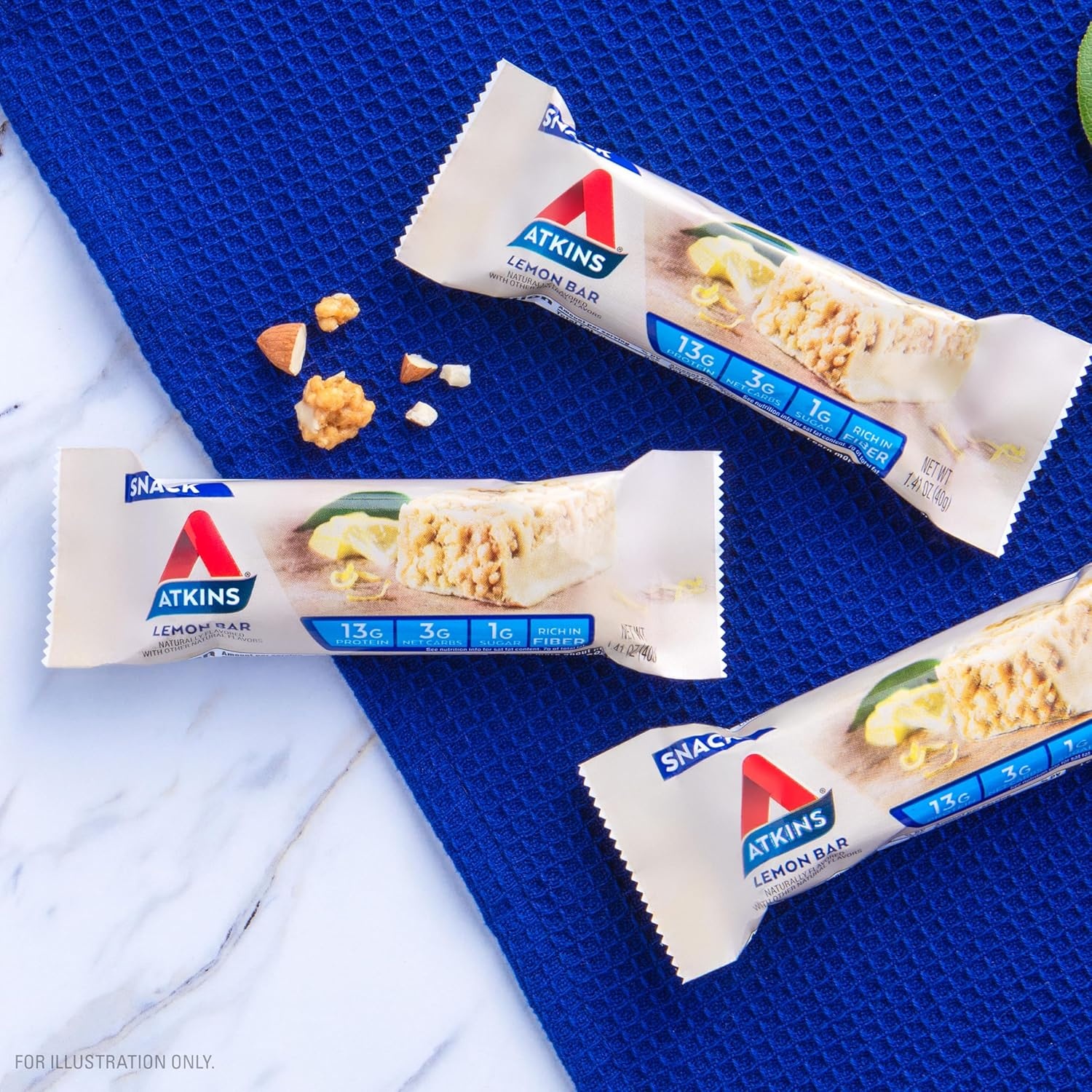 image:imageAtkins Lemon Flavored Snack Bar High Protein Bar Low Sugar and Low Carb Keto Friendly Snack Gluten Free High in Fiber Made with Real Almond Butter 16 CountLemon Bar