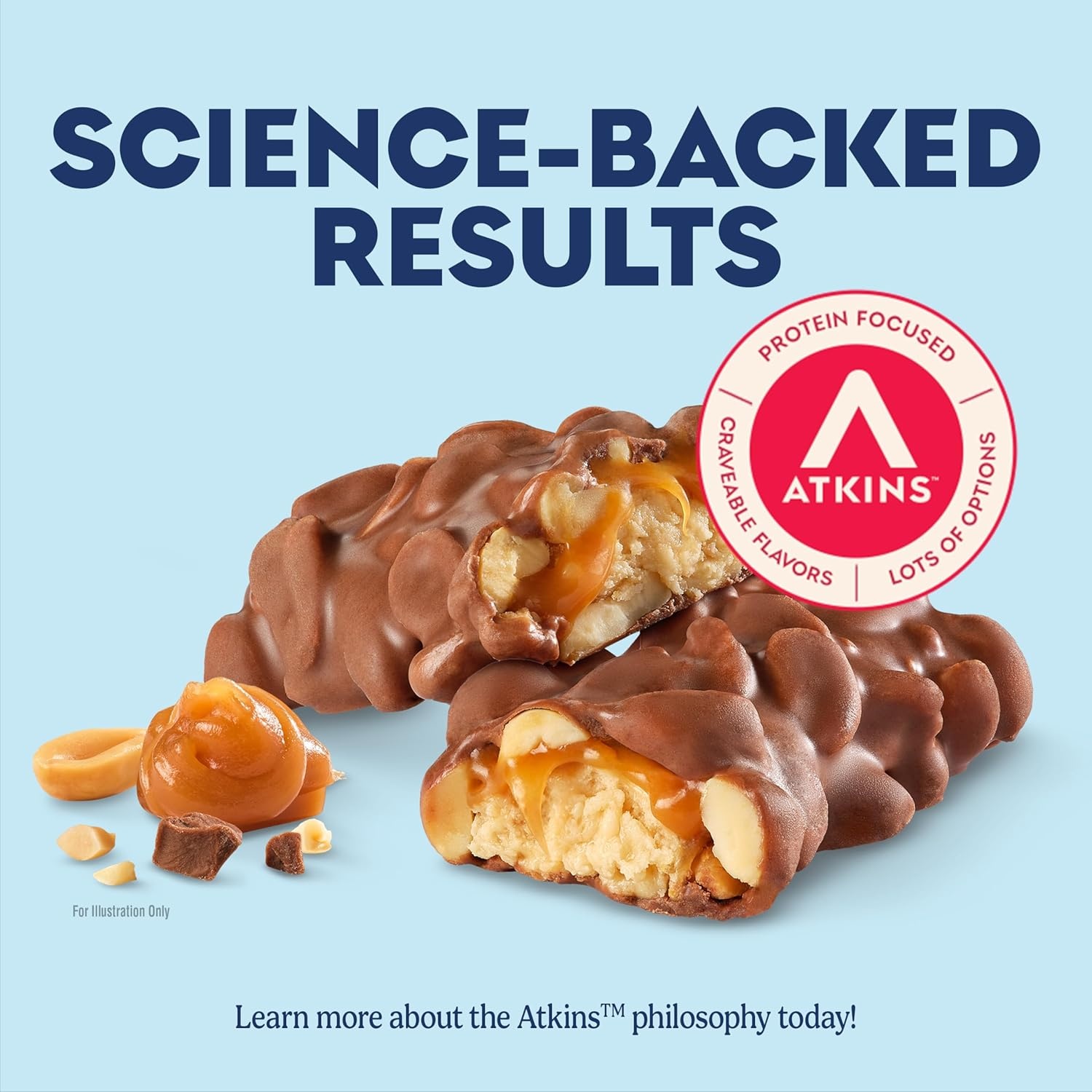 image:imageAtkins Lemon Flavored Snack Bar High Protein Bar Low Sugar and Low Carb Keto Friendly Snack Gluten Free High in Fiber Made with Real Almond Butter 16 CountCaramel Chocolate Nut Roll