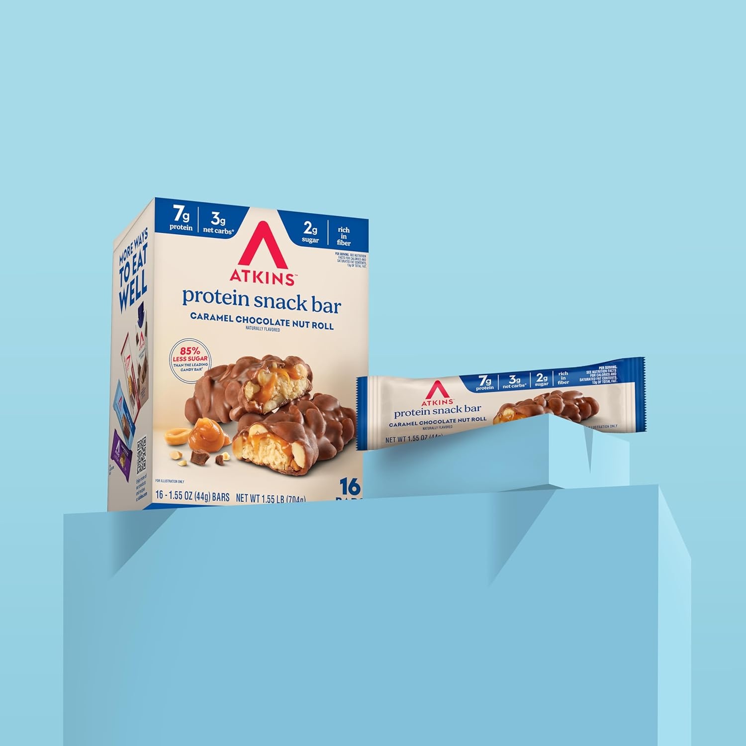 image:imageAtkins Lemon Flavored Snack Bar High Protein Bar Low Sugar and Low Carb Keto Friendly Snack Gluten Free High in Fiber Made with Real Almond Butter 16 CountCaramel Chocolate Nut Roll