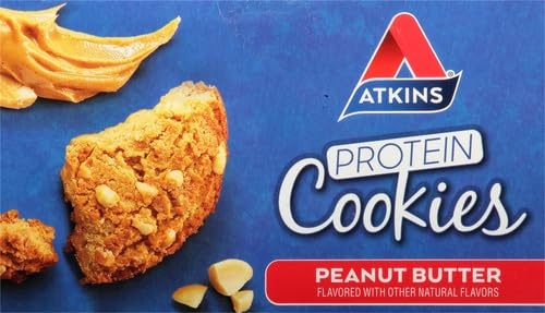image:imageAtkins Peanut Butter High Protein Cookie Keto Snacks 3g Net Carb 1g Sugar Low Sugar Snacks Low Carb Treats 4 CountPeanut Butter