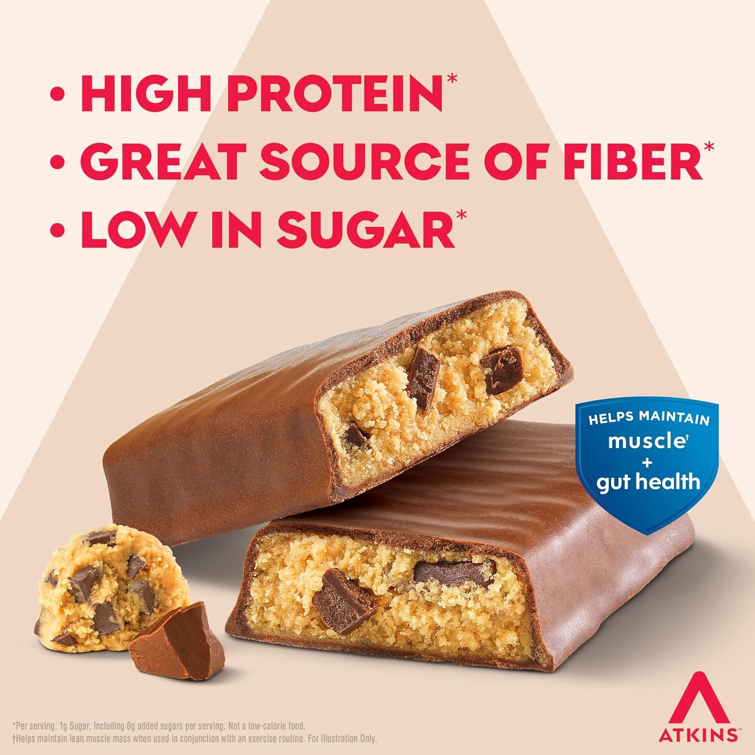 image:imageAtkins Strong Birthday Cake High Protein Bars 20g Protein 2g Sugar 4 Count Pack of 6Chocolate Chip Cookie Dough