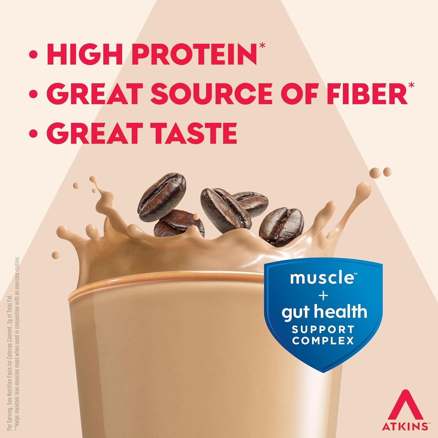 image:imageAtkins Strong High Protein Shake Chocolate Peanut Butter Flavor 30g Protein GLP1 Support Low Carb and Low Sugar Shake Keto Friendly Gluten Free Muscle and Gut Health Support 12 CountCafe Latte