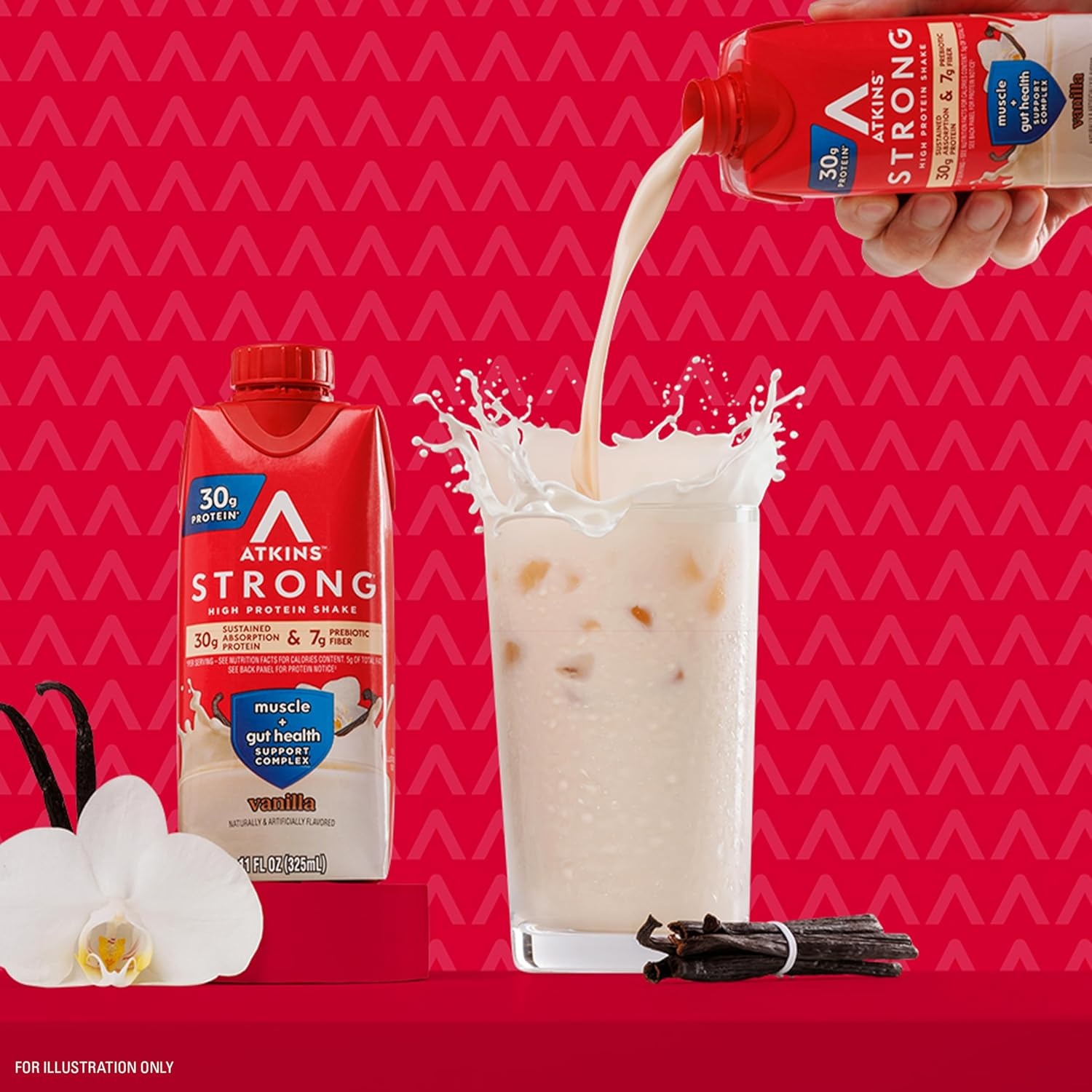 image:imageAtkins Strong High Protein Shake Chocolate Peanut Butter Flavor 30g Protein GLP1 Support Low Carb and Low Sugar Shake Keto Friendly Gluten Free Muscle and Gut Health Support 12 CountVanilla