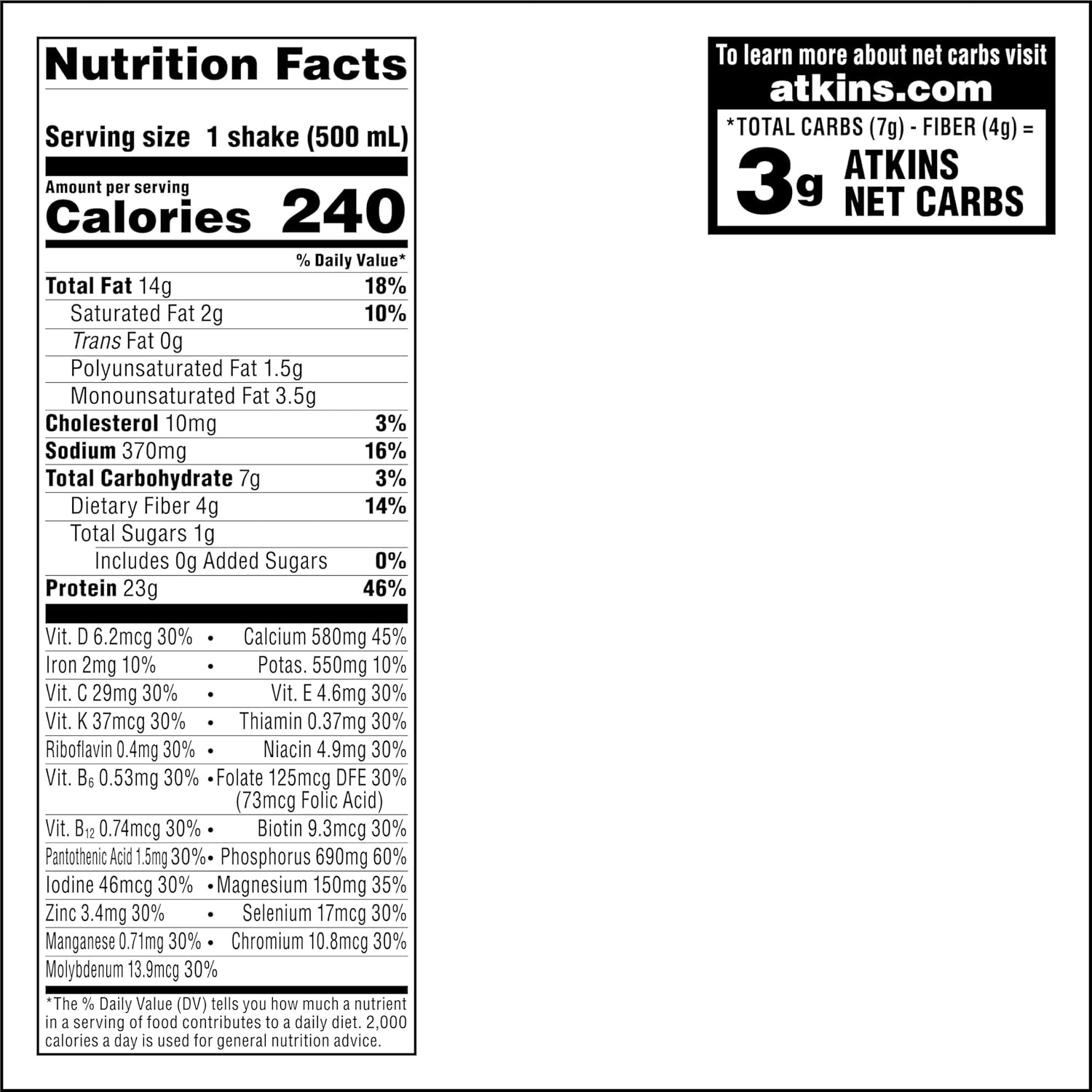 image:imageAtkins Vanilla Cream Meal Size Protein Shake 23g Protein Low Glycemic 3g Carb 1g Sugar Keto Friendly169 Fl Oz Pack of 12