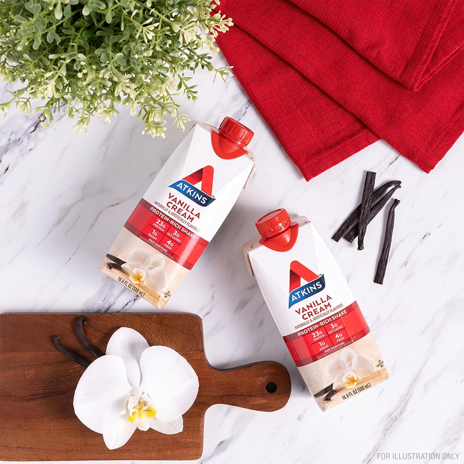 image:imageAtkins Vanilla Cream Meal Size Protein Shake 23g Protein Low Glycemic 3g Carb 1g Sugar Keto Friendly169 Fl Oz Pack of 12