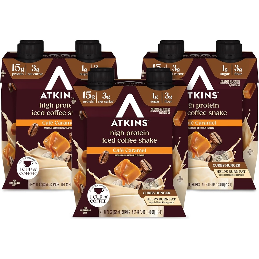 image:imageAtkins Caf au Lait Iced Coffee Flavored High Protein Shake Low Sugar and Low Carb Keto Friendly Ready to Drink Protein Drink Gluten Free 12 CountCaramel