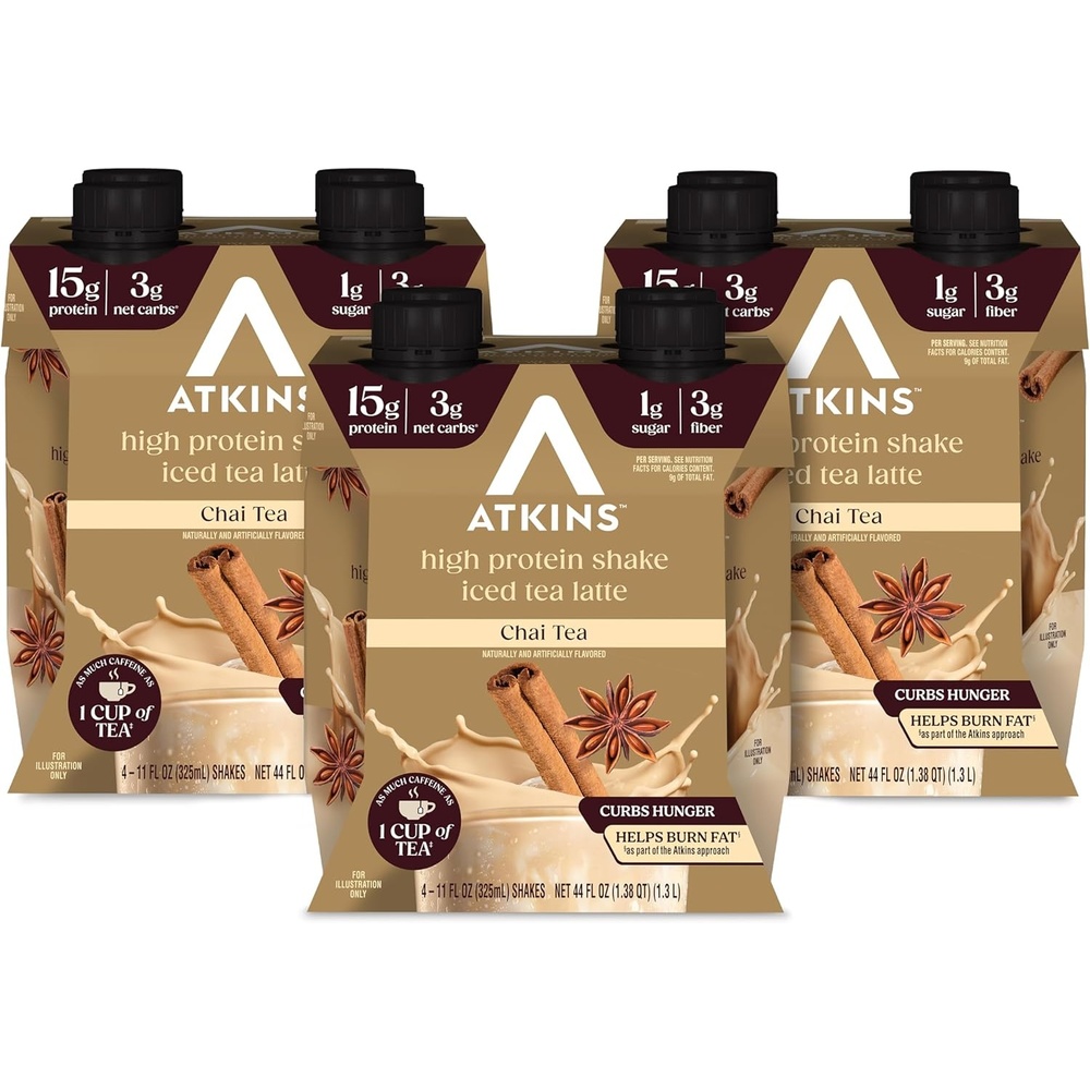 image:imageAtkins Caf au Lait Iced Coffee Flavored High Protein Shake Low Sugar and Low Carb Keto Friendly Ready to Drink Protein Drink Gluten Free 12 CountChai Tea Latte