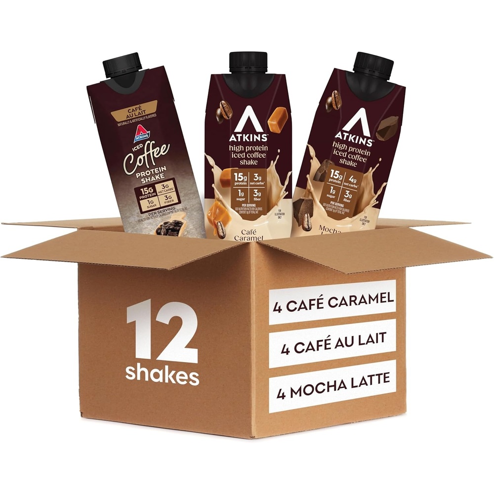 image:imageAtkins Caf au Lait Iced Coffee Flavored High Protein Shake Low Sugar and Low Carb Keto Friendly Ready to Drink Protein Drink Gluten Free 12 CountMocha Latte  Caf au Lait  Caf Caramel