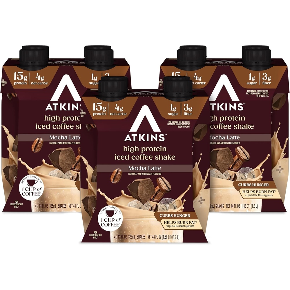 image:imageAtkins Caf au Lait Iced Coffee Flavored High Protein Shake Low Sugar and Low Carb Keto Friendly Ready to Drink Protein Drink Gluten Free 12 CountMocha