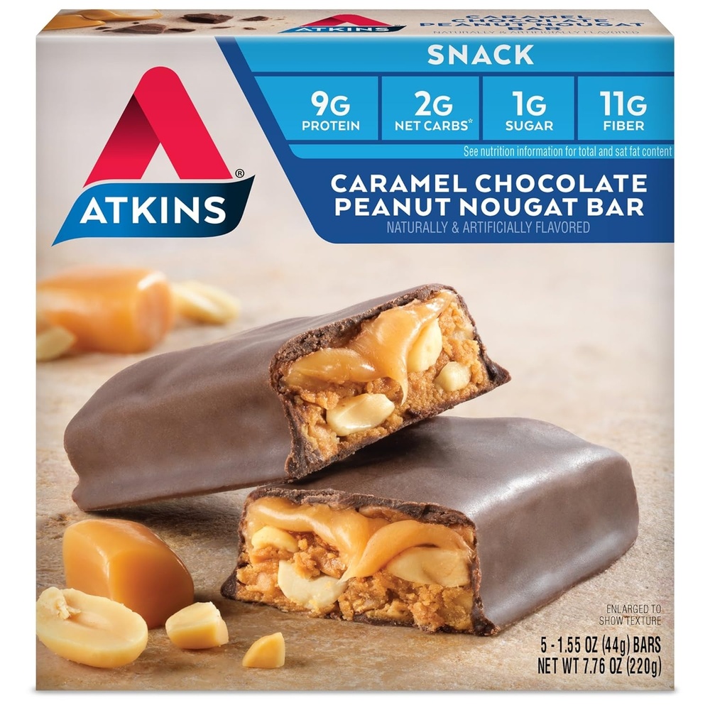 image:imageAtkins Chocolate Crme Protein Wafer Crisps Protein Dessert 4g Net Carb 1g Sugar High in Fiber Keto Friendly 5 CountCaramel Chocolate Peanut Nougat