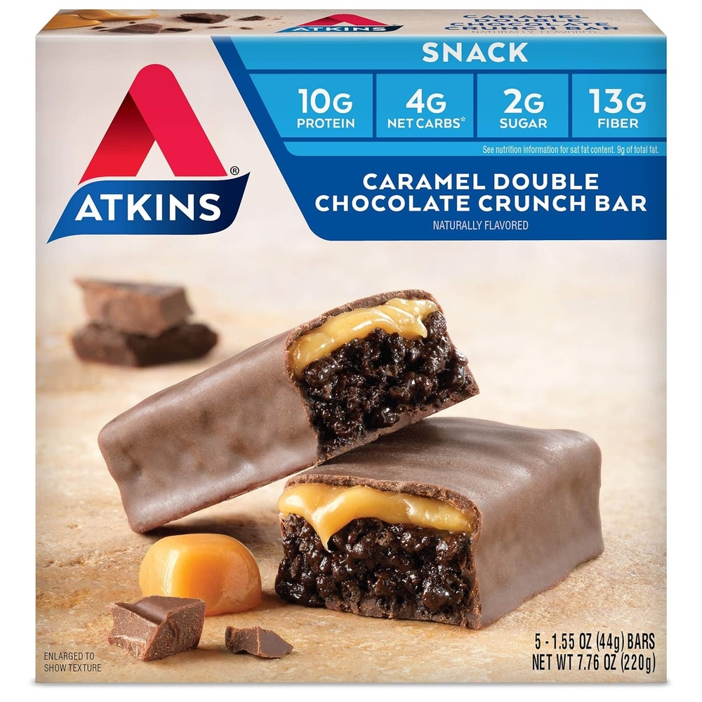 image:imageAtkins Chocolate Crme Protein Wafer Crisps Protein Dessert 4g Net Carb 1g Sugar High in Fiber Keto Friendly 5 CountCaramel Double Chocolate Crunch