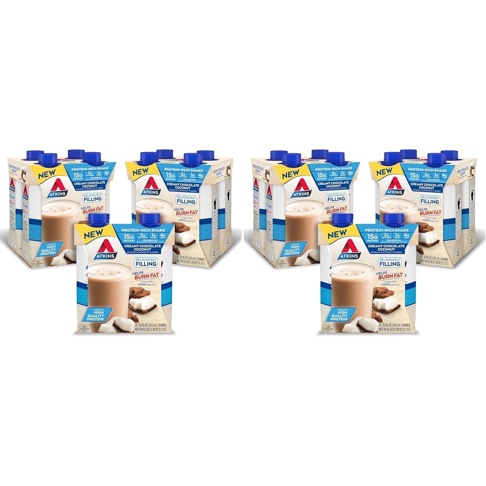 image:imageAtkins Creamy Chocolate Coconut Protein Shake 15g Protein 2g Net Carbs 1g Sugar Keto Friendly 12 Count11 Fl Oz Pack of 24