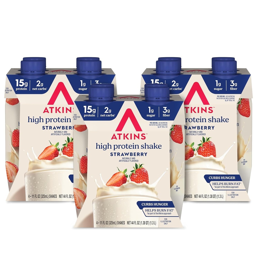 image:imageAtkins Creamy Cinnamon Swirl High Protein Shake 15g Protein Keto Protein Shake 2g Net Carb 1g Sugar Low Sugar and Low Carb Breakfast Protein Shakes 12 CountStrawberry