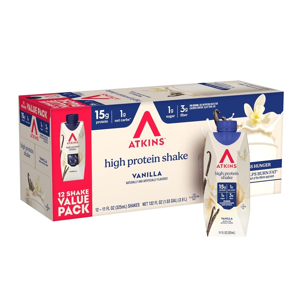 image:imageAtkins Creamy Cinnamon Swirl High Protein Shake 15g Protein Keto Protein Shake 2g Net Carb 1g Sugar Low Sugar and Low Carb Breakfast Protein Shakes 12 CountCreamy Vanila