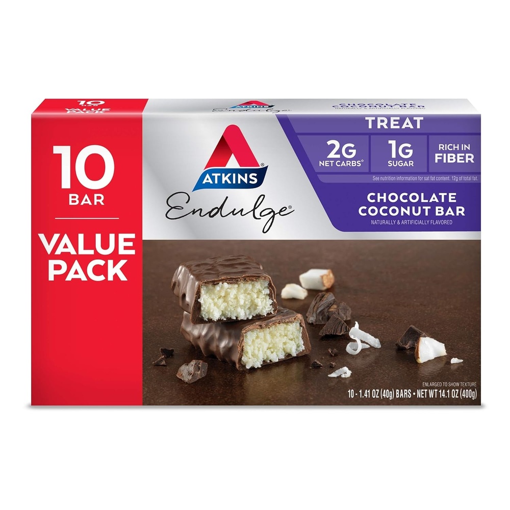 image:imageAtkins Endulge Milk Chocolate Caramel Squares Dessert Favorite Good Source of Fiber 1g Sugar 90 CountChocolate Coconut