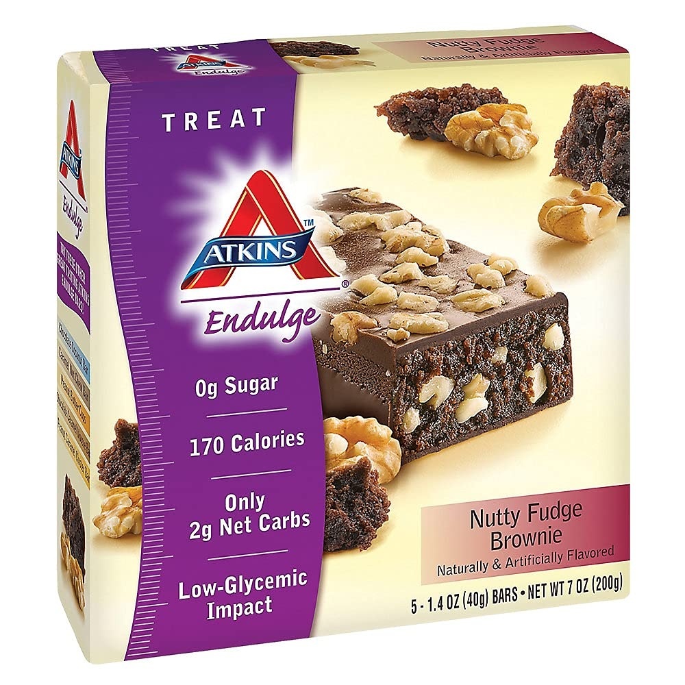 image:imageAtkins Endulge Milk Chocolate Caramel Squares Dessert Favorite Good Source of Fiber 1g Sugar 90 CountNutty Fudge Brownie