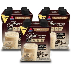 Atkins Café au Lait Iced Coffee Flavored High Protein Shake, Low Sugar and Low Carb, Keto Friendly, Ready to Drink Protein Drink, Gluten Free, 12 Count(Café au Lait)