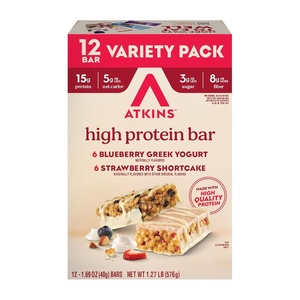 Atkins Chocolate Chip Granola Protein Bar, High Fiber, Low Sugar, 17g Protein, 3g Net Carb, High Protein Bars, Keto Friendly, 12 Count(Snack Food Bar)