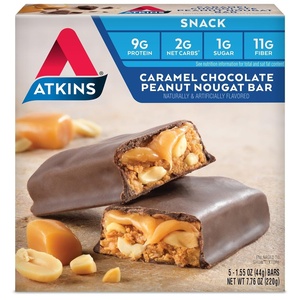 Atkins Chocolate Crème Protein Wafer Crisps, Protein Dessert, 4g Net Carb, 1g Sugar, High in Fiber, Keto Friendly, 5 Count(Caramel Chocolate Peanut Nougat)