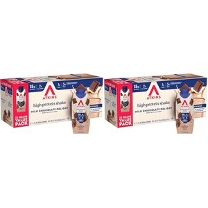 Atkins Creamy Cinnamon Swirl High Protein Shake, 15g Protein, Keto Protein Shake, 2g Net Carb, 1g Sugar, Low Sugar and Low Carb, Breakfast Protein Shakes, 12 Count(Milk Chocolate Delight)