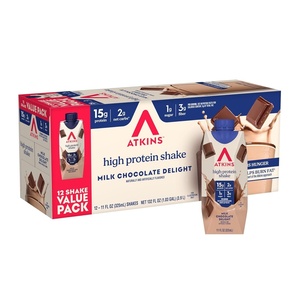Atkins Creamy Cinnamon Swirl High Protein Shake, 15g Protein, Keto Protein Shake, 2g Net Carb, 1g Sugar, Low Sugar and Low Carb, Breakfast Protein Shakes, 12 Count(Chocolate)