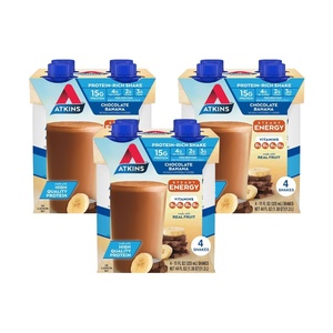 Atkins Creamy Cinnamon Swirl High Protein Shake, 15g Protein, Keto Protein Shake, 2g Net Carb, 1g Sugar, Low Sugar and Low Carb, Breakfast Protein Shakes, 12 Count(Chocolate Banana)