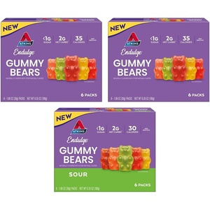 Atkins Endulge Gummy Bears Variety Pack, Low Sugar, Keto Friendly Candy, 18 Pack (12 Sweet Gummy Bears, 6 Sour Gummy Bears)(18 Count (Pack of 1))