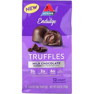 Atkins Endulge Milk Chocolate Truffles, Low Sugar, Low Carb, Keto Friendly, 6 pack (12 Truffles each Pack)(Truffle)